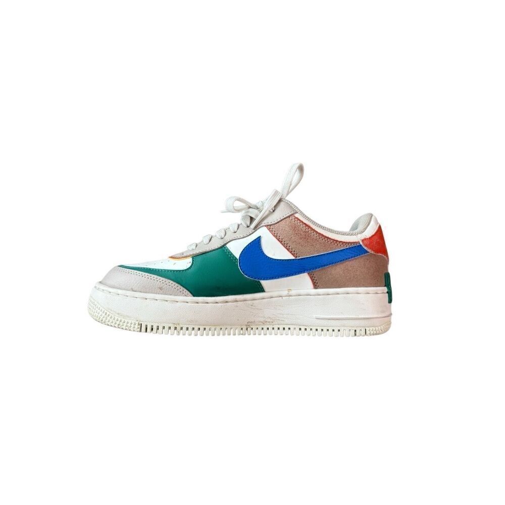 Nike Womens Blue Green Sail Signal Air Force 1 Shadow Sneaker Shoes Size 9.5